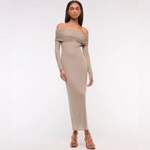 Abercrombie & Fitch Off-The-Shoulder Rhinestone Maxi Dress